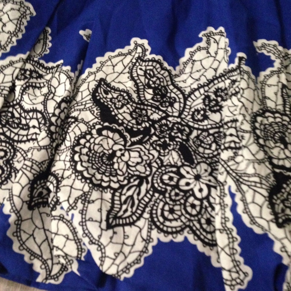 Soft Surroundings PL Blue Pleated Floral Skirt - Picture 2 of 4